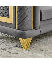 Streamdale Furniture 2 pieces Luxury Velvet Sofa Set with Gold Trim, 3-Seater and Loveseat