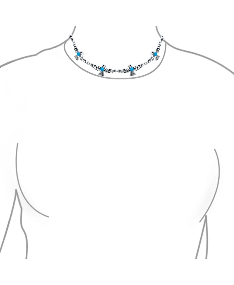 Bling Jewelry Southwestern Eagle Bird Necklace Choker with Turquoise Accents Adjustable Fashion Statement Jewelry