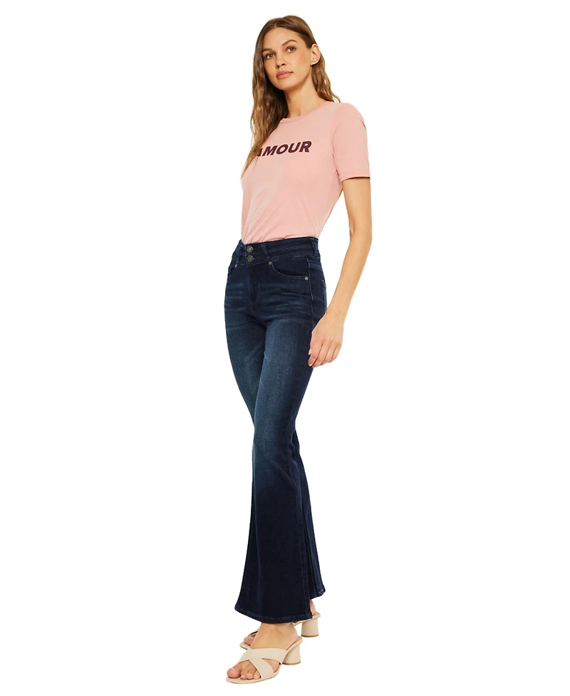 KanCan Women's Vida High Rise Flare Jeans
