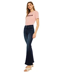 KanCan Women's Vida High Rise Flare Jeans
