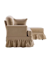 Streamdale Furniture 103.15" Modern Chenille L-Shaped Sectional Sofa with Ruffled Skirt