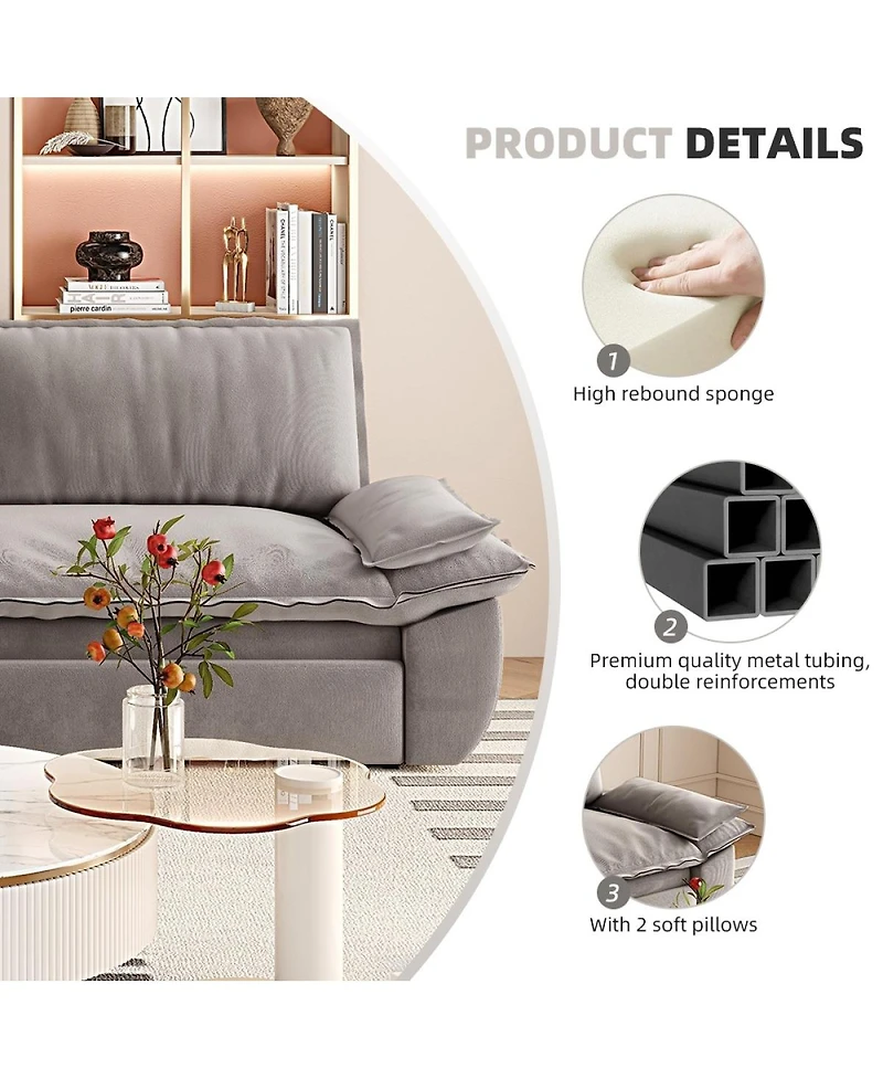 Streamdale Furniture 73.2" 3-in-1 Convertible Velvet Queen Pull-Out Sofa Bed