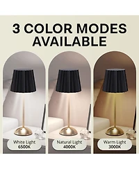 Bell + Howell Rechargeable Solar Wide Pleated Design Portable Indoor Outdoor Led Dimmable Modes Table Lamp