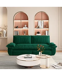Streamdale Furniture 73.2" 3-in-1 Convertible Velvet Queen Pull-Out Sleeper Sofa