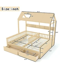 Streamdale Furniture House Platform Bed with Storage Shelves and Drawers
