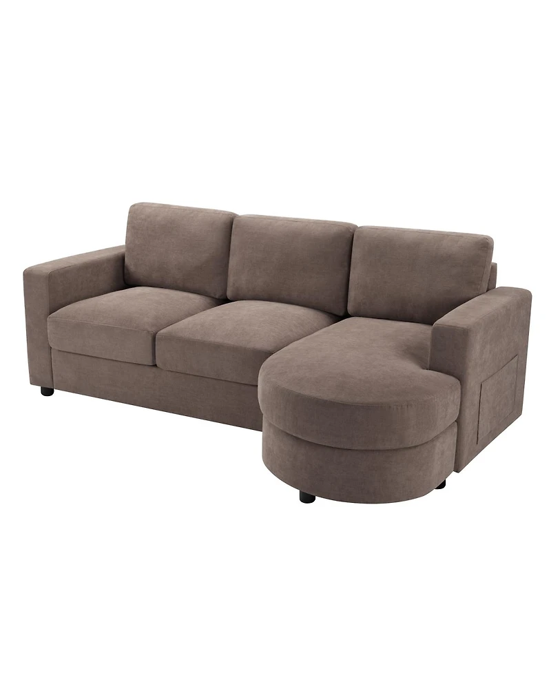 Streamdale Furniture Modern 84.6" L-Shaped Sectional Sofa with Curved Chaise and Usb Ports