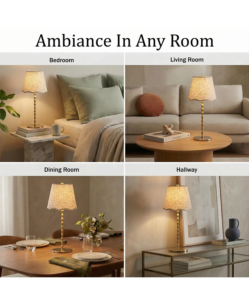 Bell + Howell Stem Scallop Shade Rechargeable Touch Control Led Dimmable Cordless Table Lamp