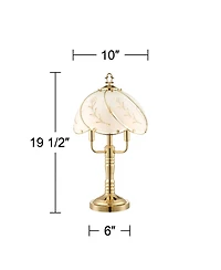Regency Hill Flower 19 1/2" High Small Traditional Accent Table Lamps Set of 2 Touch On-Off 3-Brass Finish Living Room