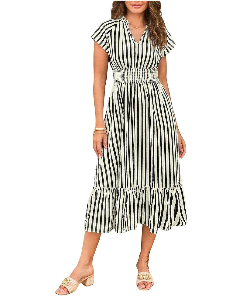 Cupshe Women's Sunset Cruise Striped Midi Beach Dress
