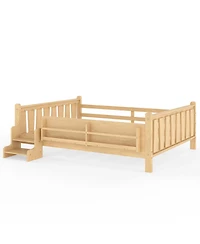 Streamdale Furniture Solid Wood Floor Bed with Storage Bookcases and Stairs