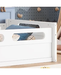 Streamdale Furniture Floor Platform Bed with Guardrails, Low Profile