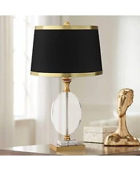 Vienna Full Spectrum Modern Table Lamp 28" Tall Clear Crystal Glass Metal Drum Shade for Bedroom Living Room Bedside House