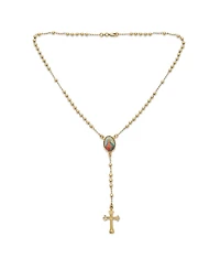 Bling Jewelry Religious Prayer Rosario Beads Scared Heart of Jesus Cross Rosary Beads Necklace 18K Gold Plated
