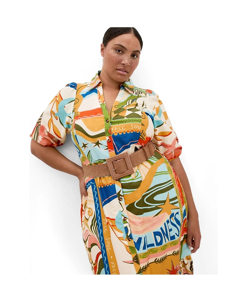 City Chic Women's Wild Soul Print Shirt Dress