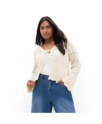 City Chic Women's Crochet Love Tie Front Top