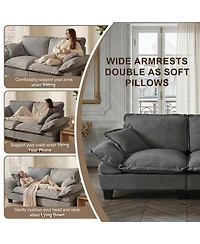Streamdale Furniture Modular Cloud Couch with Storage, Usb, 2 Ottomans and Pillows
