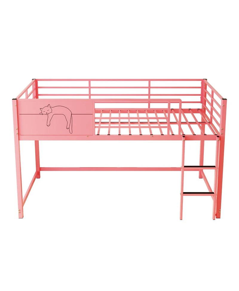 Streamdale Furniture Metal House Bed with Guardrail and Caddy