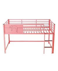 Streamdale Furniture Metal House Bed with Guardrail and Caddy