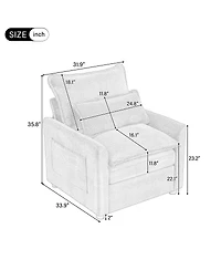 Streamdale Furniture Modern 31.9" Plush Upholstered Accent Chair with Side Storage Pockets