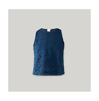 Reistor Women's Embroidered Sleeveless Button-Back Top