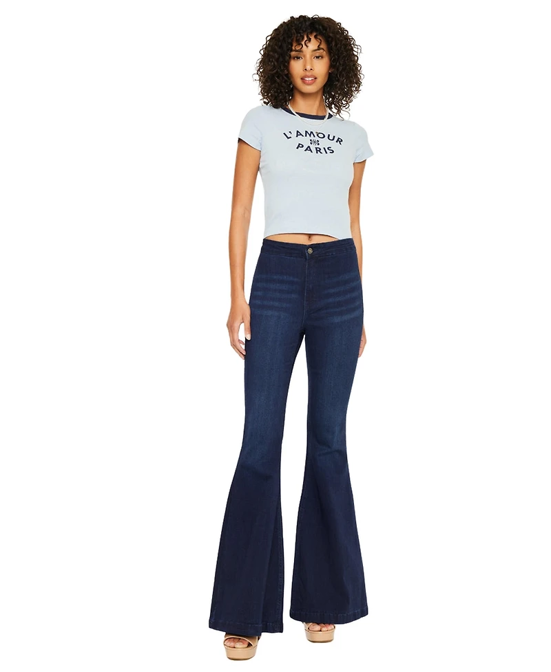 KanCan Women's Jainey High Rise Flare Jeans