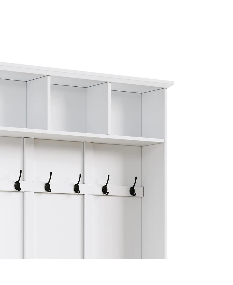 Streamdale Furniture 3-in-1 Farmhouse Hall Tree with Storage Bench and 6 Hooks, 55"W