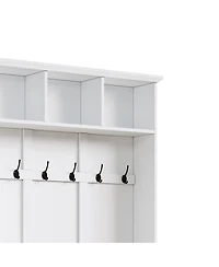 Streamdale Furniture 3-in-1 Farmhouse Hall Tree with Storage Bench and 6 Hooks, 55"W