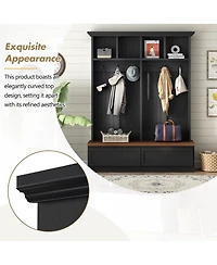 Streamdale Furniture Farmhouse 4-in-1 Hall Tree with Storage Bench and 2 Drawers