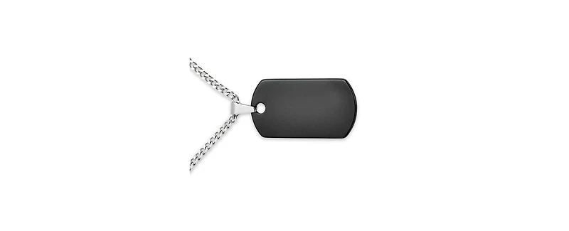 Bling Jewelry Men's Dog Tag Pendant Necklace Plain Blank Stainless Steel 24 Inch Chain