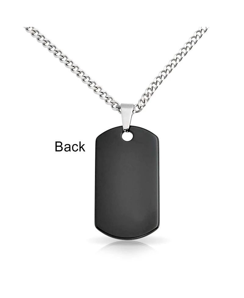 Bling Jewelry Men's Dog Tag Pendant Necklace Plain Blank Stainless Steel 24 Inch Chain
