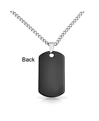 Bling Jewelry Men's Dog Tag Pendant Necklace Plain Blank Stainless Steel 24 Inch Chain