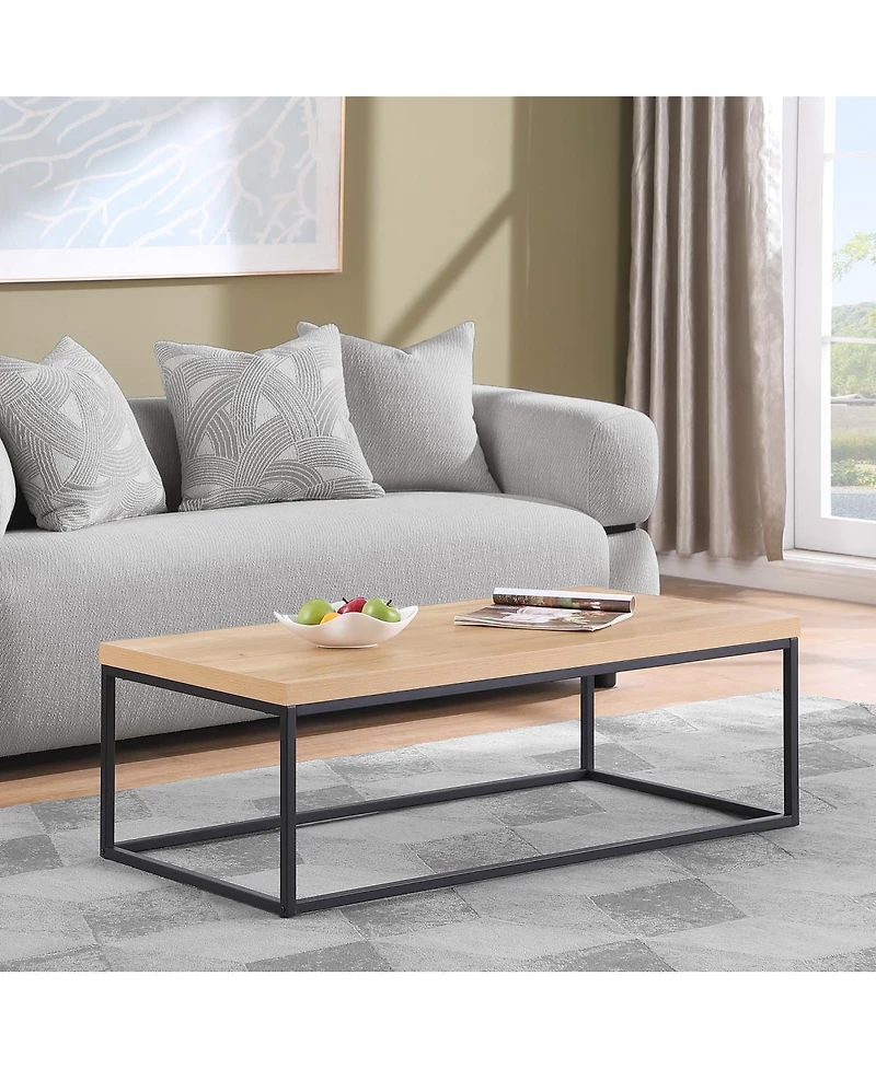 Streamdale Furniture 47-Inch Industrial Coffee Table, Wood and Metal