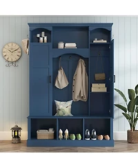 Streamdale Furniture Arched Farmhouse Hall Tree with Storage Bench and 7 Hooks