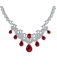 Bling Jewelry Estate Art Deco Style Emerald Green Cz Cubic Zirconia Dangling Teardrops Statement Necklace