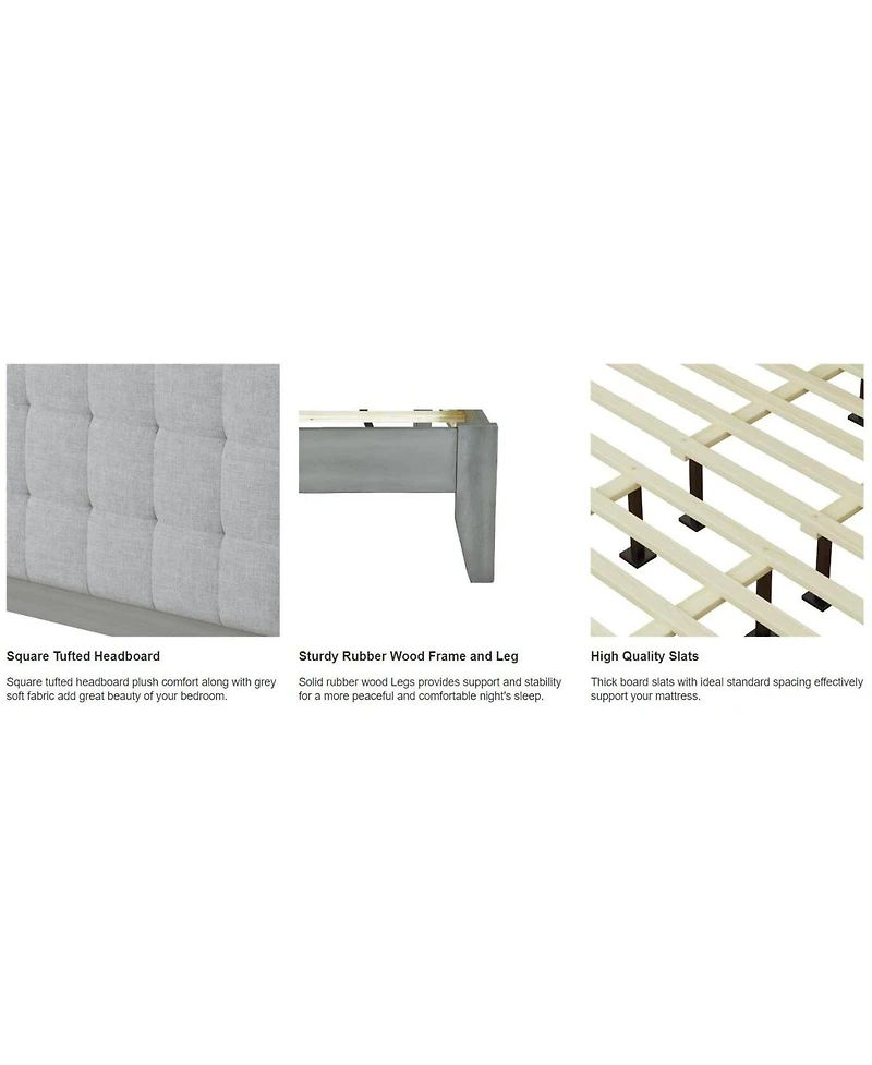 Streamdale Furniture Solid Wood Platform Upholstered Headboard California Bed