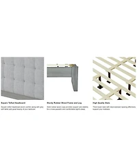 Streamdale Furniture Solid Wood Platform Upholstered Headboard California Bed