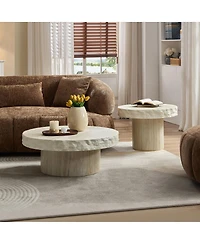 Streamdale Furniture Set of 2 Faux Mars Textural Pattern Coffee Tables, No Assembly Required