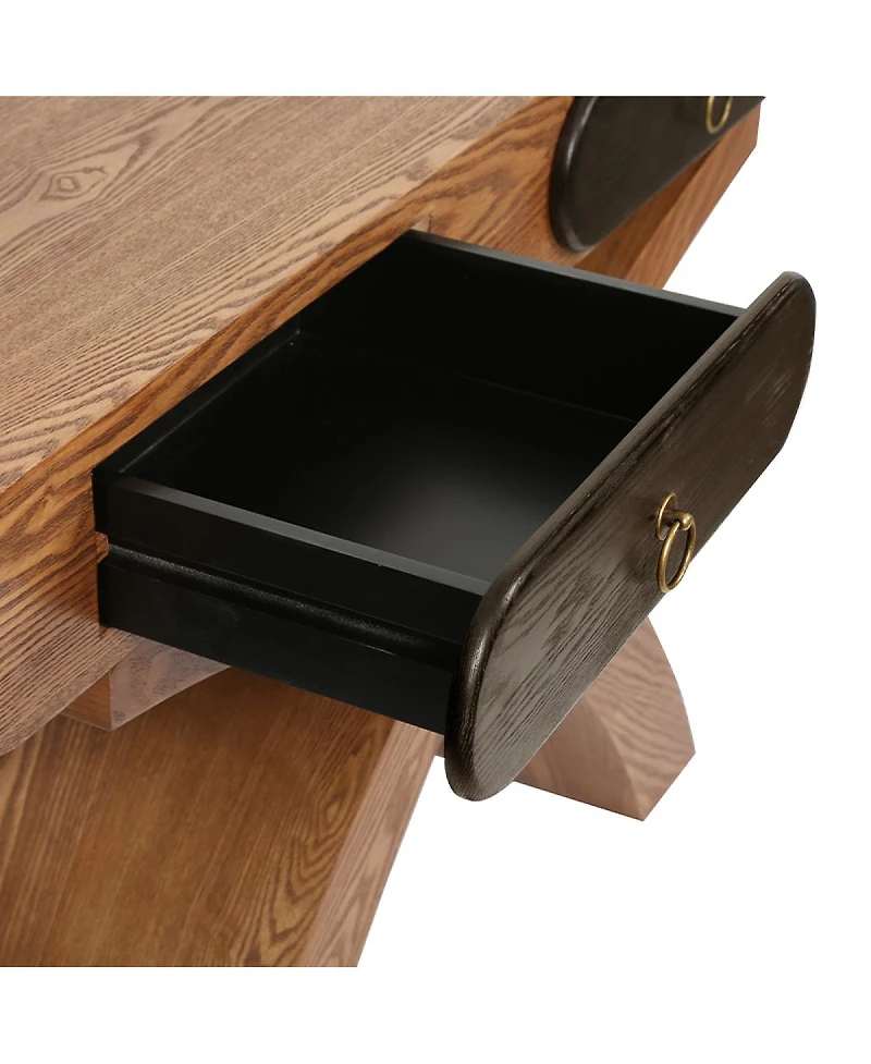 Streamdale Furniture Ashwood Veneered Cross-Leg Console Table with Two Drawers