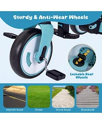 Slickblue Toddler Tricycle 8-in-1 with Push Handle and Canopy