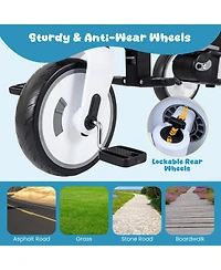 Slickblue Toddler Tricycle 8-in-1 with Push Handle and Canopy
