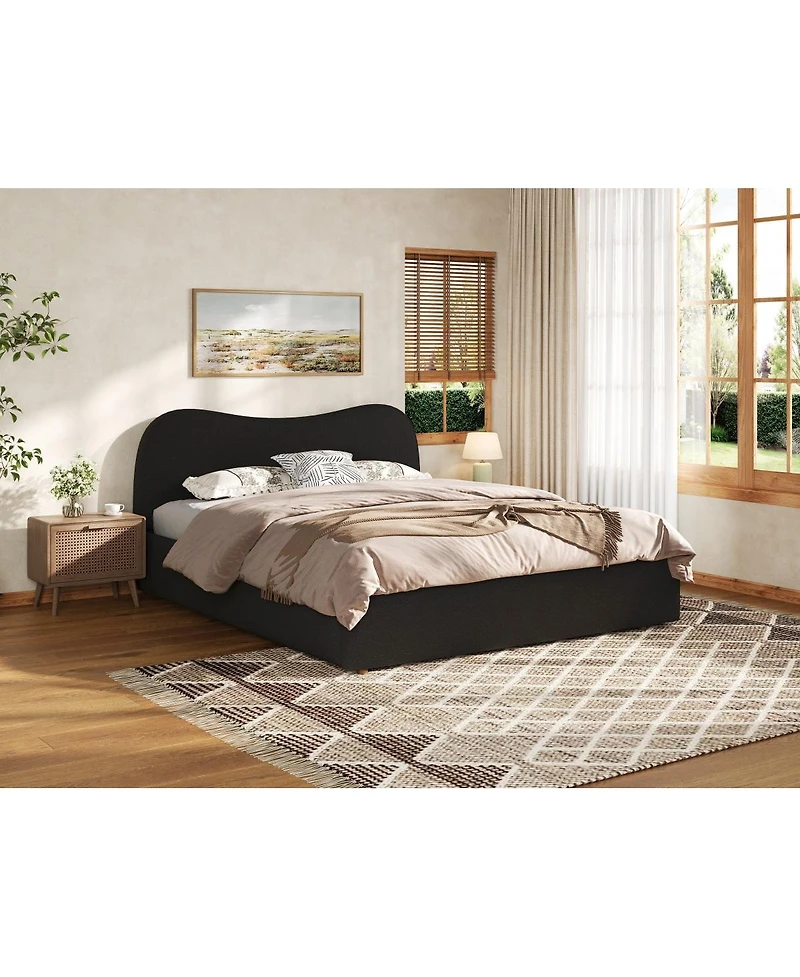Streamdale Furniture Upholstered Platform Bed with Wooden Slats