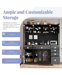 Streamdale Furniture 63'' Freestanding Buffet with Hutch, Coffee Bar Storage Cabinet