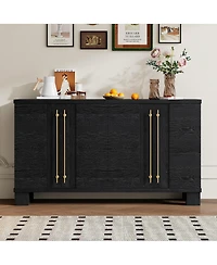 Streamdale Furniture Sideboard Buffet Cabinet with Adjustable Shelves and Gold Handles