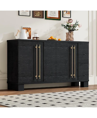Streamdale Furniture Sideboard Buffet Cabinet with Adjustable Shelves and Gold Handles