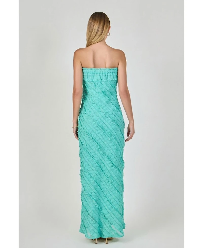 endless rose Women's Strapless Ruffled Maxi Dress