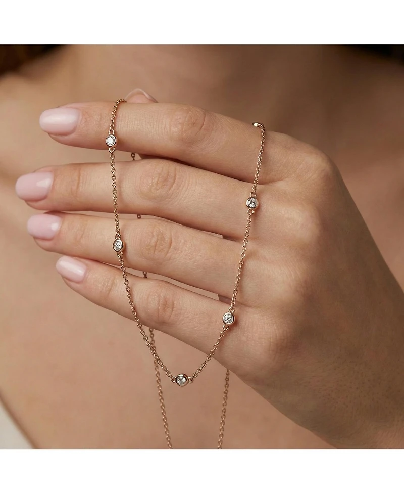 Genevive Classic 14K Gold Plated Cubic Zirconia Station Necklace
