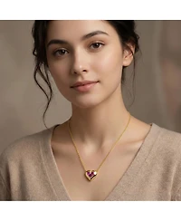 Rachel Glauber Dainty 14K Gold Plated Cz Petite Heart Pendant Necklace