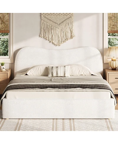 Streamdale Furniture Upholstered Platform Bed with Wooden Slats