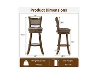 Slickblue Set of 2 Swivel Counter Height Bar Stools with Rattan Backrest and Footrest