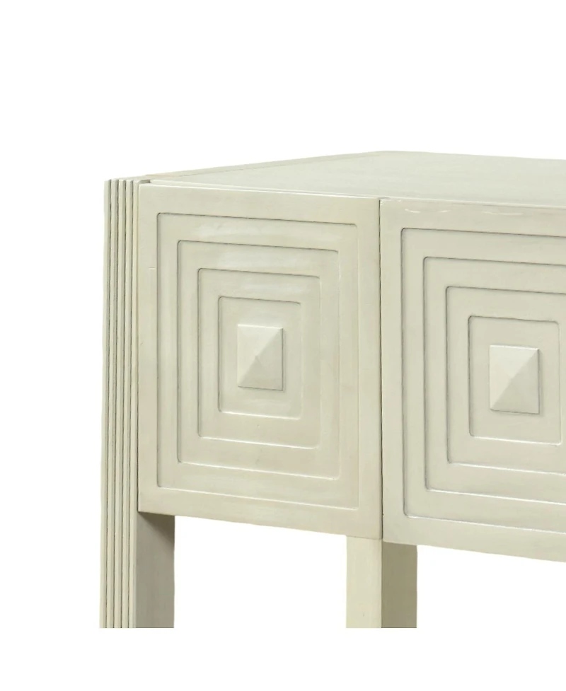 Streamdale Furniture Geometric Carved 3-Drawer Console Table with Fluted Legs